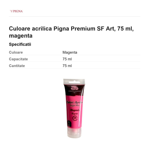 Culoare acrilica Pigna Premium SF Art, 75 ml, magenta [2]