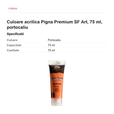 Culoare acrilica Pigna Premium SF Art, 75 ml, portocaliu [2]
