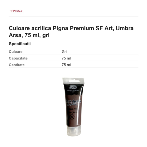 Culoare acrilica Pigna Premium SF Art, 75 ml umbra arsa, gri [2]