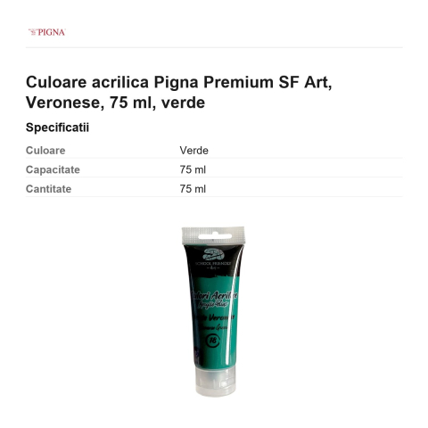 Culoare acrilica Pigna Premium SF Art, 75 ml veronese, verde [2]