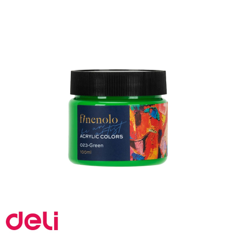 Birotica papetarie - Culoare acrilica verde Deli, borcan plastic 100 ml, acoperire intensa pentru hobby si arte creative