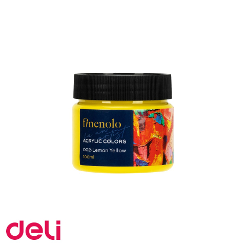 Birotica papetarie - Culori acrilice Deli Finenolo, galben lamaie, 100 ml, acoperire intensa, pentru pictura si hobby