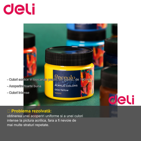 Culori acrilice Deli Finenolo verde padure, 100 ml, acoperire intensa, pentru pictura si hobby [1]