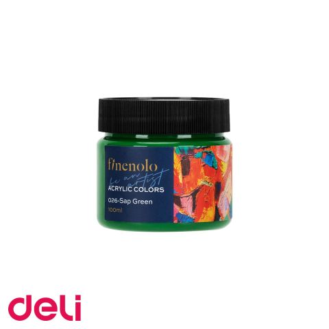 Birotica papetarie - Culori acrilice Deli Finenolo verde padure, 100 ml, acoperire intensa, pentru pictura si hobby