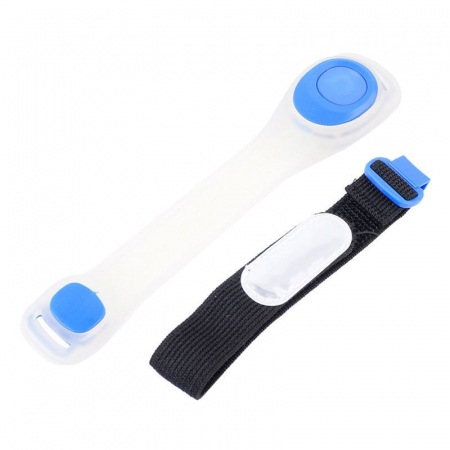 Curea cu led-uri LBBA01, reflectorizanta, pentru sporturile de noapte, alba cu albastru [1]