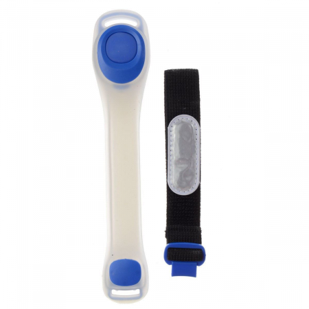 Sport si activitati sportive - Curea cu led-uri LBBA01, reflectorizanta, pentru sporturile de noapte, alba cu albastru