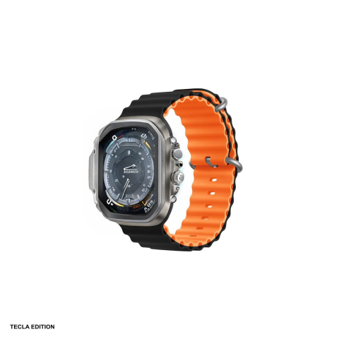 Accesorii ceasuri - Curea smartwatch pentru Apple Watch 38/40/41/42 mm, silicon, negru cu portocaliu, Deluxe Sport6