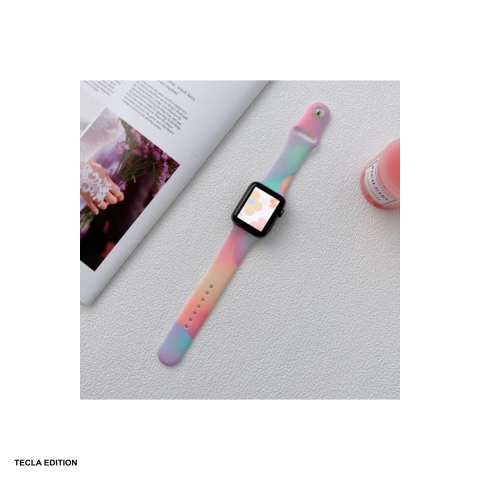 Curea smartwatch pentru Apple Watch 42/44/45/49 mm, silicon, curcubeu [3]