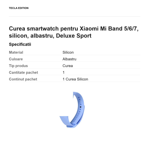 Curea smartwatch pentru Xiaomi Mi Band 5/6/7, silicon, albastru, Deluxe Sport [2]