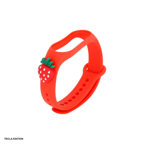 Curele smartwatch - Curea smartwatch pentru Xiaomi Mi Band 5/6/7, silicon, rosu capsuna