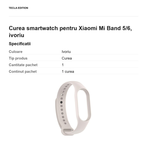 Curea smartwatch pentru Xiaomi Mi Band 5/6, ivoriu [2]