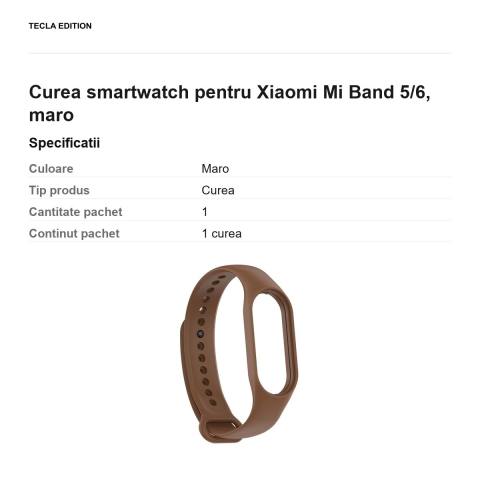 Curea smartwatch pentru Xiaomi Mi Band 5/6, maro [2]