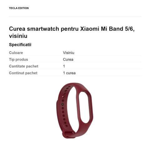 Curea smartwatch pentru Xiaomi Mi Band 5/6, visiniu [2]