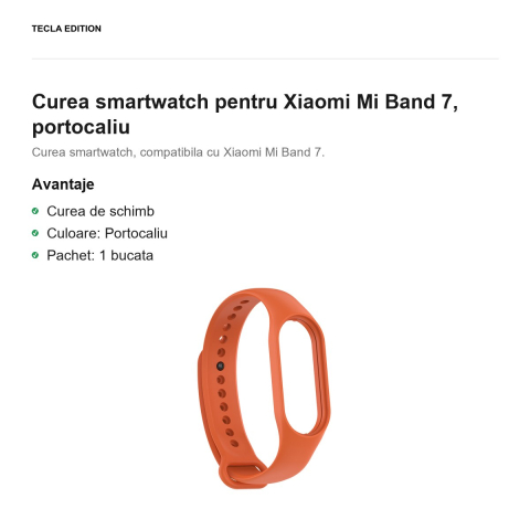 Curea smartwatch pentru Xiaomi Mi Band 7, portocaliu [1]