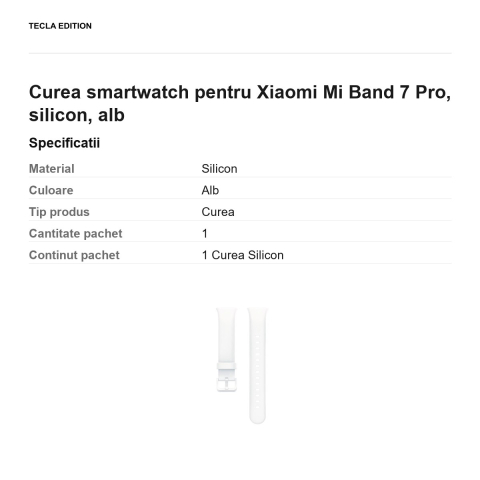 Curea smartwatch pentru Xiaomi Mi Band 7 Pro, silicon, alb [2]