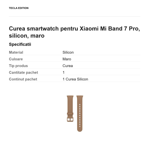 Curea smartwatch pentru Xiaomi Mi Band 7 Pro, silicon, maro [2]