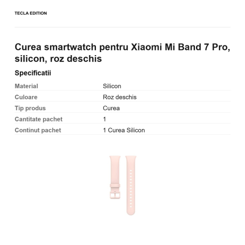 Curea smartwatch pentru Xiaomi Mi Band 7 Pro, silicon, roz deschis [2]