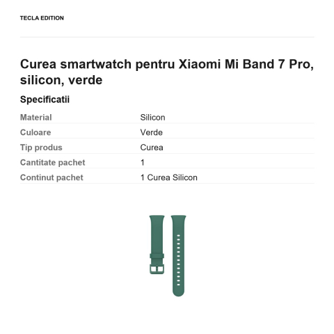 Curea smartwatch pentru Xiaomi Mi Band 7 Pro, silicon, verde [2]