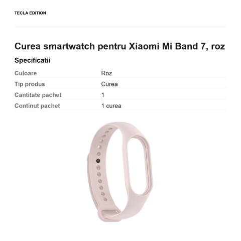 Curea smartwatch pentru Xiaomi Mi Band 7, roz [2]