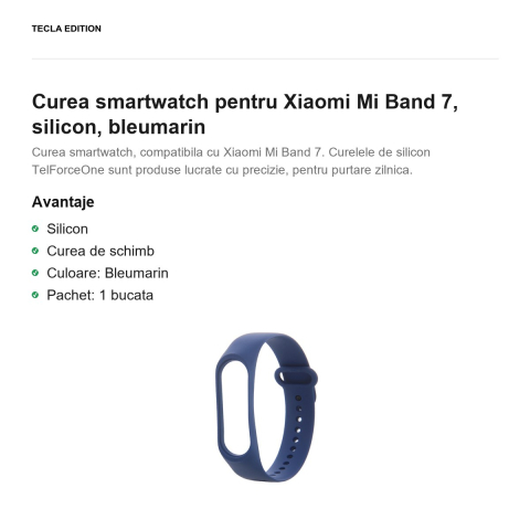 Curea smartwatch pentru Xiaomi Mi Band 7, silicon, bleumarin [1]