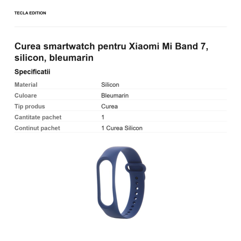 Curea smartwatch pentru Xiaomi Mi Band 7, silicon, bleumarin [2]