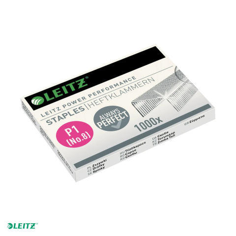 Accesorii birou - Cutie 1000 capse Leitz Power Performance, P1, N8, 4 mm, 2-15 coli