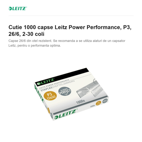 Cutie 1000 capse Leitz Power Performance, P3, 26/6, 2-30 coli [1]