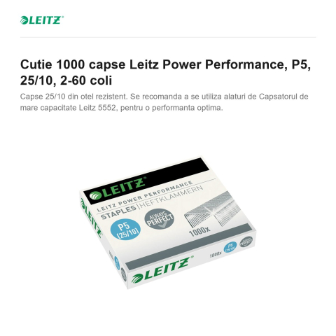 Cutie 1000 capse Leitz Power Performance, P5, 25/10, 2-60 coli [1]