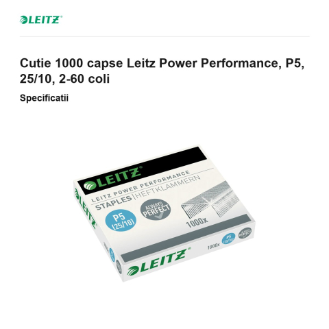 Cutie 1000 capse Leitz Power Performance, P5, 25/10, 2-60 coli [2]