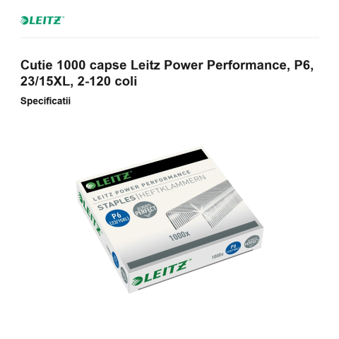 Cutie 1000 capse Leitz Power Performance, P6, 23/15XL, 2-120 coli [2]