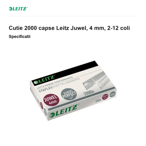 Cutie 2000 capse Leitz Juwel, 4 mm, 2-12 coli [2]