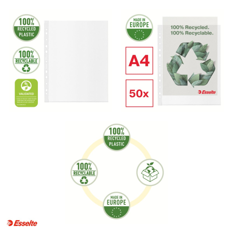 Cutie 50 folii de protectie Esselte Recycled, PP, A4 MAXI, 70 microni, standard, pentru arhivare [3]