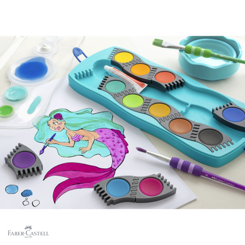 Cutie apa Click-Go Faber-Castell, design ergonomic turcoaz, pentru pictura si desen [3]