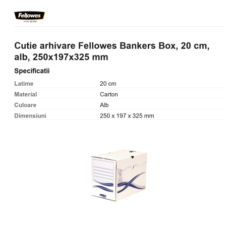 Cutie arhivare Fellowes Bankers Box, 20 cm, alb, 250x197x325 mm [2]