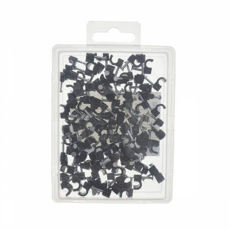 Cutie cu 100 bucati cleme cablu 5mm, Lanberg 41827, pentru prindere si fixare, negre [2]