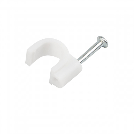 Cutie cu 100 bucati cleme cablu 7mm, Lanberg 41456, cui de otel 18mm, pentru prindere si fixare, albe [1]