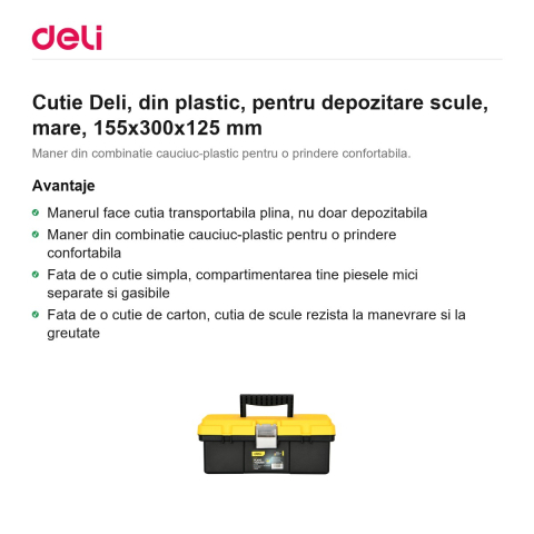 Cutie Deli, din plastic, pentru depozitare scule, mare, 155x300x125 mm [1]