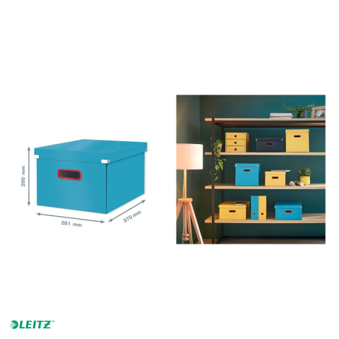Cutie depozitare Leitz Cosy Click & Store, carton laminat, pliabila, cu capac si maner, 281x200x372, pentru transport, albastru Celest [4]