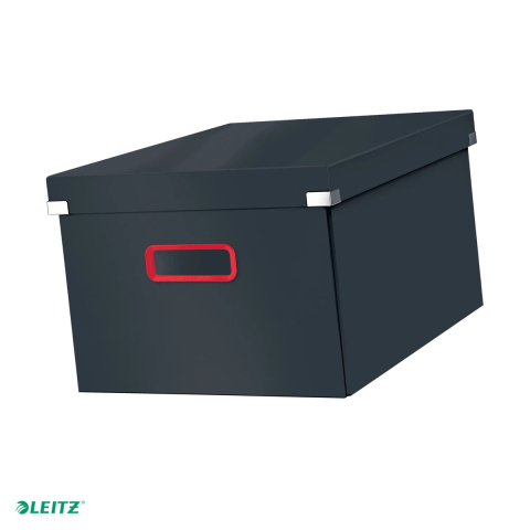 Cutie depozitare Leitz Cosy Click & Store, carton laminat, pliabila, cu capac si maner, 281x200x372, pentru transport, gri Antracit [0]