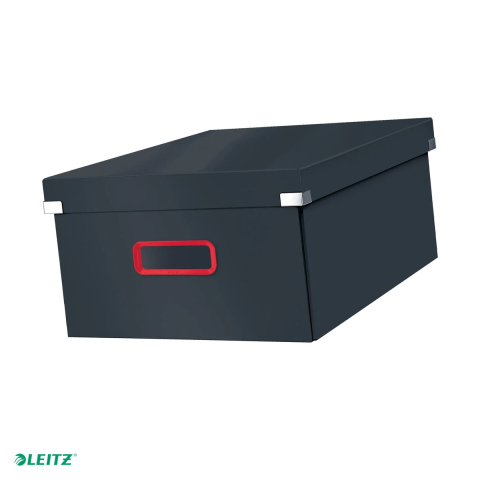 Cutie depozitare Leitz Cosy Click & Store, carton laminat, pliabila, cu capac si maner, 369x200x484, pentru transport, gri Antracit [0]