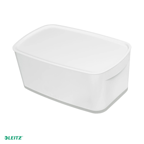 Cutii depozitare - Cutie depozitare Leitz MyBox, cu capac, 31x12x19 cm, culori duale, alb-gri, capacitate 5 l