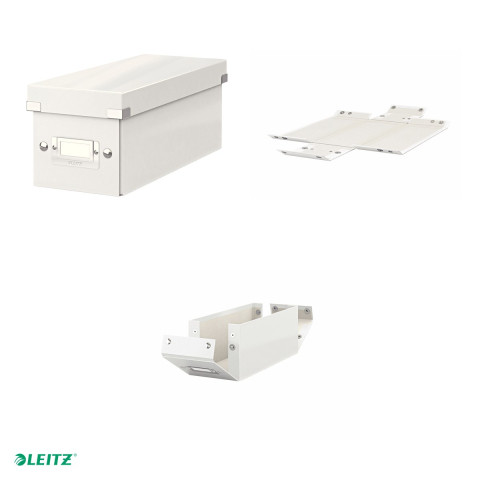 Cutie depozitare Leitz WOW Click & Store, carton laminat, pliabila, cu capac, 14x13x35 cm, pentru arhivare, alb [3]