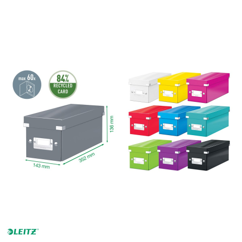 Cutie depozitare Leitz WOW Click & Store, carton laminat, pliabila, cu capac, 14x13x35 cm, pentru arhivare, rosu [4]
