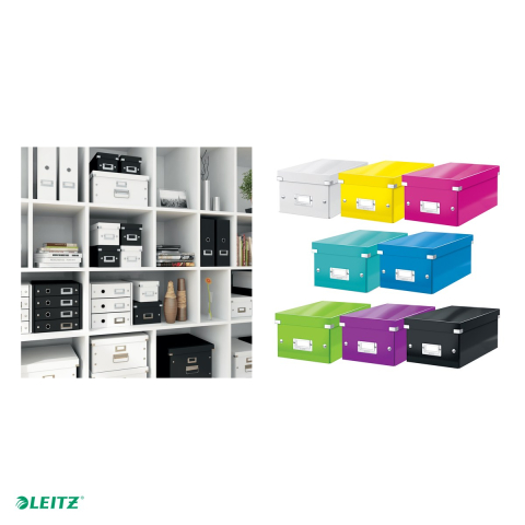 Cutie depozitare Leitz WOW Click & Store, carton laminat, pliabila, cu capac, 20x14x35 cm, pentru arhivare, verde [4]