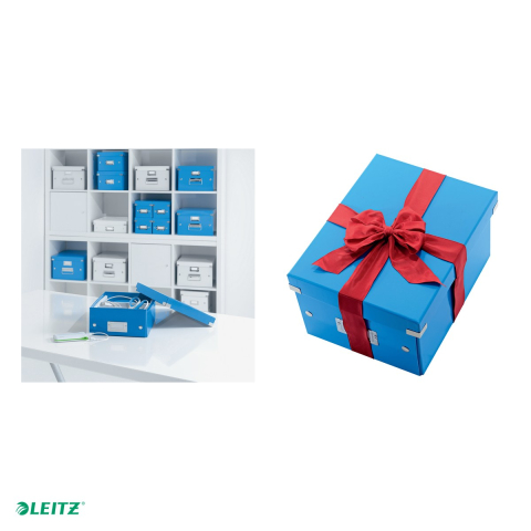 Cutie depozitare Leitz WOW Click & Store, carton laminat, pliabila, cu capac, 22x16x28 cm, pentru transport, albastru [4]