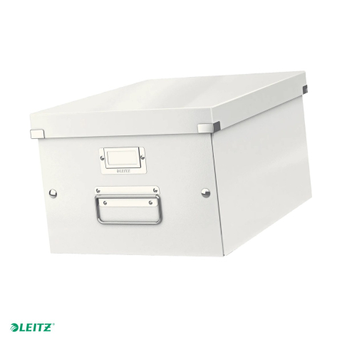 Cutie depozitare Leitz WOW Click & Store, carton laminat, pliabila, cu capac si maner, 28x20x37 cm, pentru transport, alb [0]