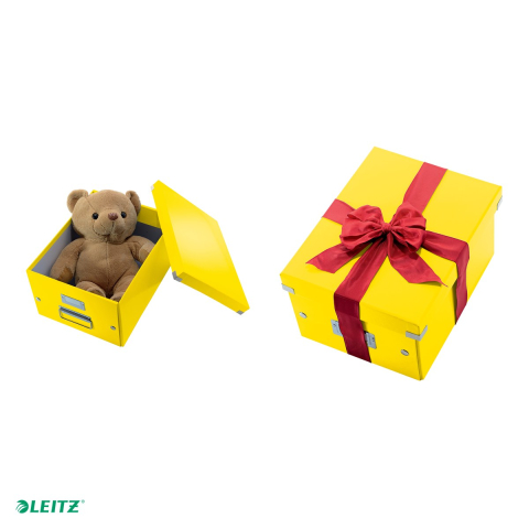 Cutie depozitare Leitz WOW Click & Store, carton laminat, pliabila, cu capac si maner, 28x20x37 cm, pentru transport, galben [4]