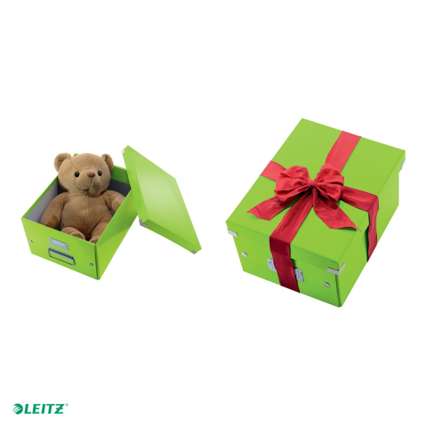 Cutie depozitare Leitz WOW Click & Store, carton laminat, pliabila, cu capac si maner, 28x20x37 cm, pentru transport, verde [4]
