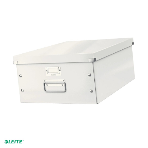 Cutie depozitare Leitz WOW Click & Store, carton laminat, pliabila, cu capac si maner, 36x20x48 cm, pentru transport, alb [0]