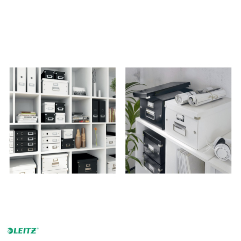 Cutie depozitare Leitz WOW Click & Store, carton laminat, pliabila, cu capac si maner, 36x20x48 cm, pentru transport, alb [4]